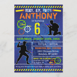 Convite Aniversário do Dart Blaster Wars