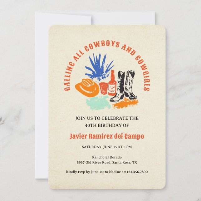 Convite Aniversário do Deserto de Cowboy Oeste Selvagem Se (Frente)