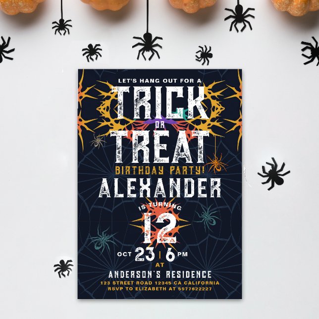 Convite Aniversário do Dia das Bruxas Coloridas Spooktacul (Criador carregado)