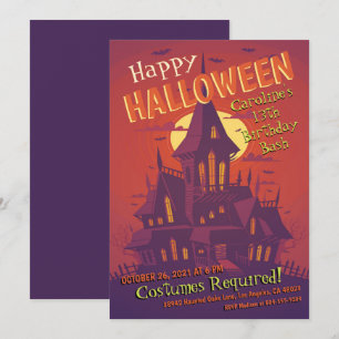 Convite Aniversário do Dia das Bruxas de Spooky Haunted H