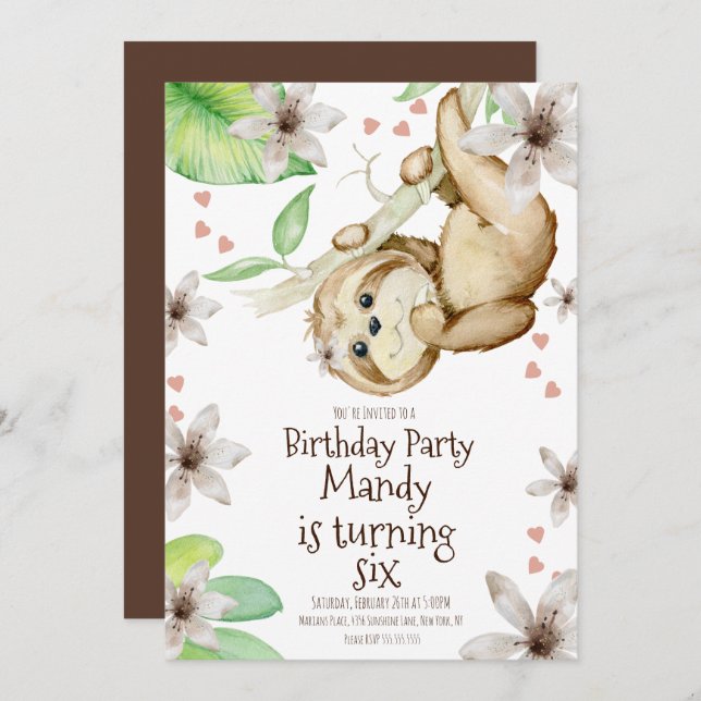 Convite Aniversário do Dia de os namorados de Aquarela Slo (Frente/Verso)