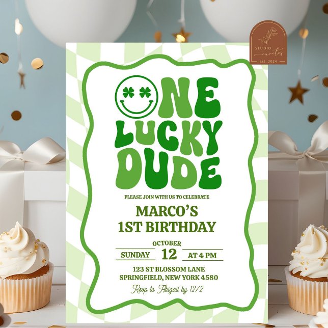 Convite Aniversário do Dia de São Patrício Retro Verde Ond (Criador carregado)
