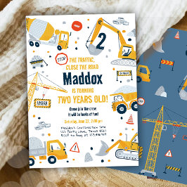 Convite Aniversário do Digger Boy do Caminhão Amarelo de C