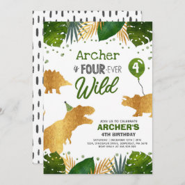 Convite Aniversário do Dinossauro Convidam Quatro Dinos Se