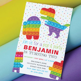 Convite Aniversário do Dinossauro do pop It Boy Birthday