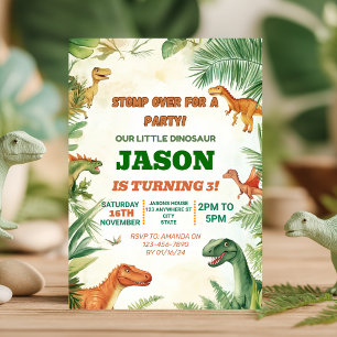 Convite Aniversário do Dinossauro para uma festa