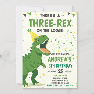 Convite Aniversário do Dinossauro Pessoal para o menino