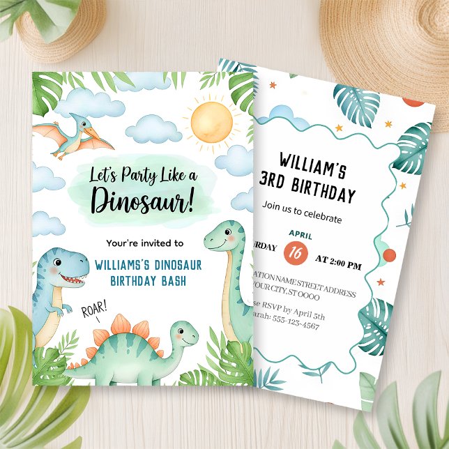Convite Aniversário do Dinossauro Rugidor (Criador carregado)