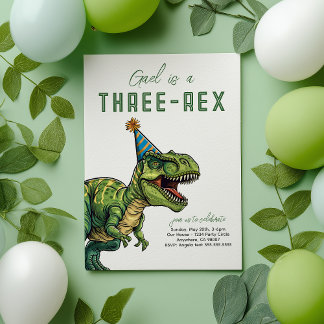 Convite Aniversário do Dinossauro Três Rex