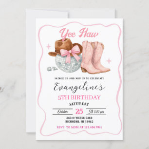 Convite Aniversário do Disco da Garota Espacial Rosa Perso