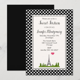 Convite Aniversário do doce dezesseis da torre Eiffel de