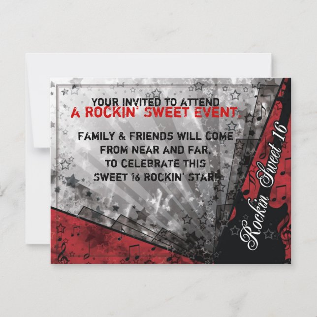Convite Aniversário do doce dezesseis de Rockin (Frente)