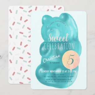 Convite Aniversário do doce doce doce doce Urso Azul