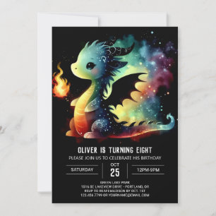 Convite Aniversário do Dragão Anado Elegante