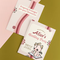 Aniversário do Dragão Bebê Pano Amarelo Retro-Rosa