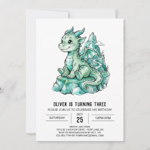 Convite Aniversário do Dragão Verde Menta