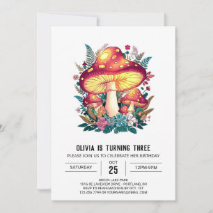 Convite Aniversário do Dreamel Pastel Digital Mushroom