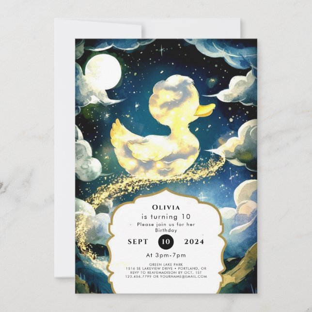 Convite Aniversário do Duckday com Diversão de Água (Frente)