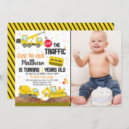 Convite Aniversário do Dump de Caminhão de Construção