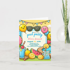 Convite Aniversário do Editab Pool Party para Crianças Div