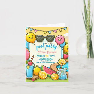 Convite Aniversário do Editab Pool Party para Crianças Div