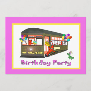 Convite Aniversário do eléctrico de Nova Orleães (rosa)