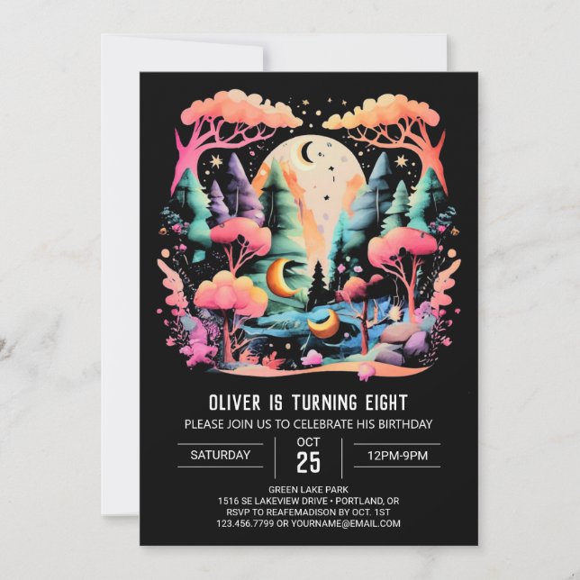 Convite Aniversário do Elegant Online Woodland (Frente)
