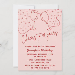 Convite Aniversário do Elegant Pink Cheers Champagne 41rua