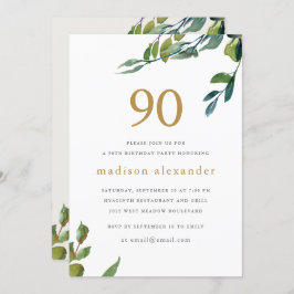 Convite Aniversário do Elegant Watercolor Botanical 90