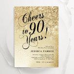 Convite Aniversário do Elegante Dourado Surprise 90<br><div class="desc">Convite de aniversário de 90 surpresa elegante. Design elegante em ouro brilhante e preto. Possui fonte e confete de script de tipografia. Perfeito para uma comemoração de um dia de mulher na moda. Personalize com seus próprios detalhes. Envie-me uma mensagem se precisar de idade personalizada. Impressos convites Zazzle ou modelo...</div>