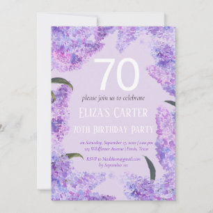 Convite Aniversário do Elegante Floral do 70 Floral Purple