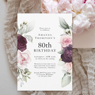 Convite Aniversário do Elegante Floral Rosa e Borboleta