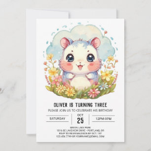 Convite Aniversário do Elegante Pastel Hamster