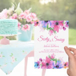 Convite Aniversário do Elegante Pink Watercolor Floral 60º<br><div class="desc">Belo e elegante 60 e sorridente convite em aquarela floral é perfeito para aquela celebração especial de aniversário. Personalize facilmente com todas as informações importantes do convite.</div>