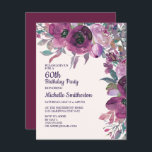 Convite Aniversário do Elegante Purple Watercolor Floral 6<br><div class="desc">Linda lilac botânico e água-cor púrpura floral 60º convite de aniversário.</div>