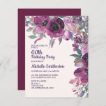 Convite Aniversário do Elegante Purple Watercolor Floral 6<br><div class="desc">Linda lilac botânico e água-cor púrpura floral 60º convite de aniversário.</div>