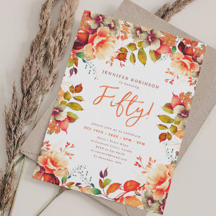 Convite Aniversário do Elegante Queda Autumn Watercolor Fl