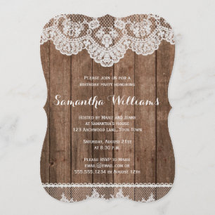 Convite Aniversário do Elegante Russo Country Wood & Lace