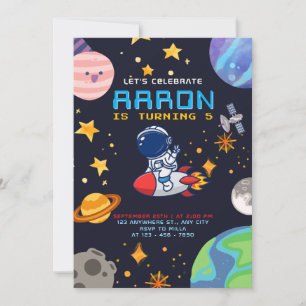 Convite Aniversário do Espaço Exterior com Astronautas e P