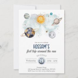 Convite Aniversário do Espaço Exterior Galáxia Sol Lua Est