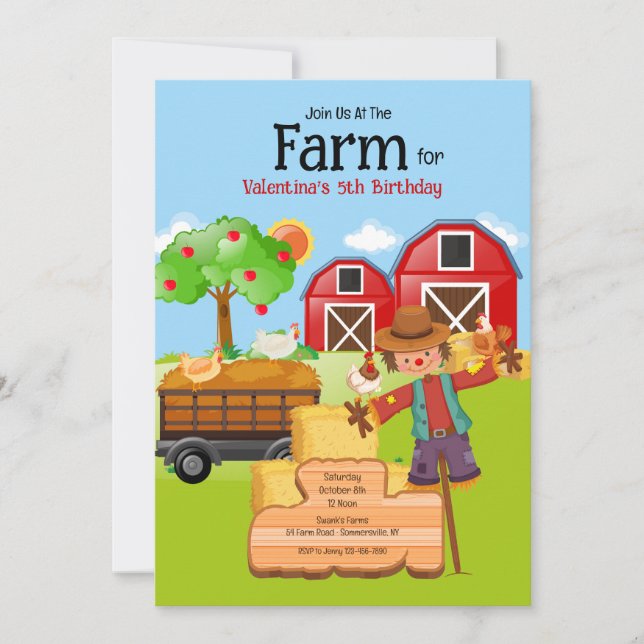 Convite Aniversário do Espantalho da fazenda (Frente)