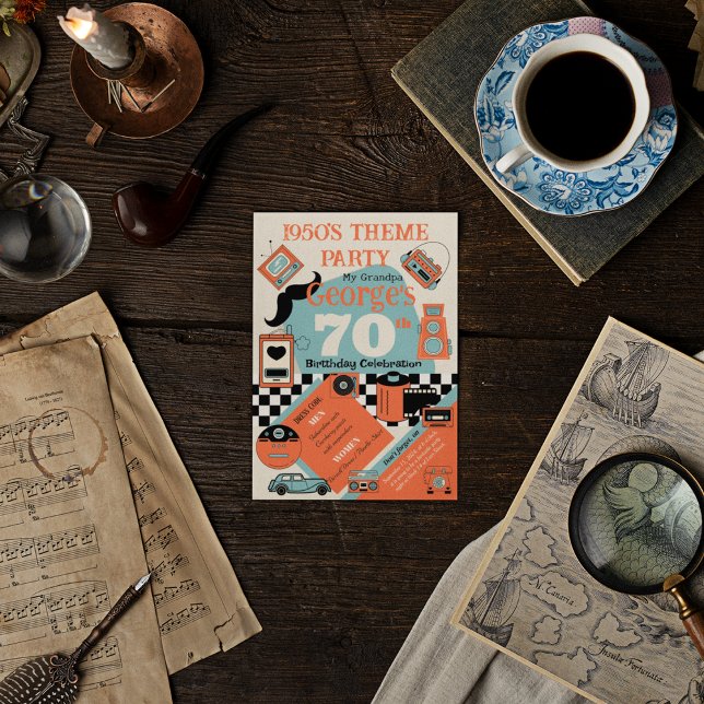 Convite Aniversário do Estilo de 50 (Criador carregado)