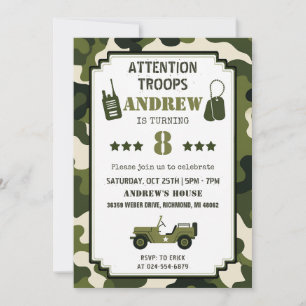 Convite Aniversário do Exército com Camuflagem Pessoal