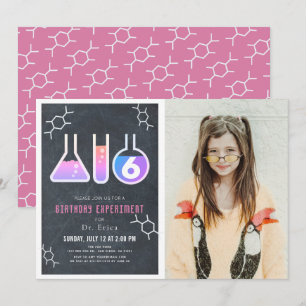 Convite Aniversário do Experimento de Ciência com Menina d