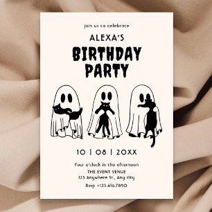Convite aniversário do fantasma do gato preto