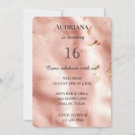 Convite Aniversário do Faux Cowhide (Falso Cor-de-Rosa) do