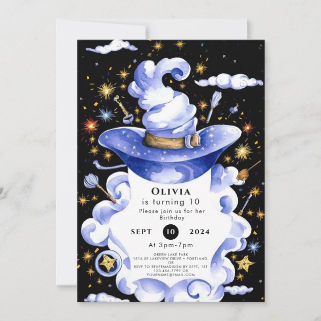 Convite Aniversário do Feitiço Personalizado (Frente)