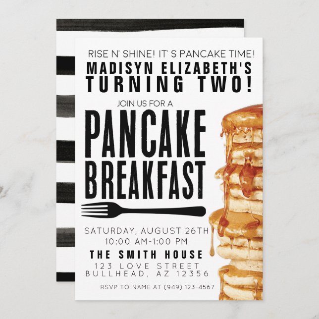 Convite Aniversário do festival de pijamas do café da manh (Frente/Verso)