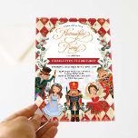 Convite Aniversário do Festivo Red Dourado Nutcracker Part<br><div class="desc">O hambúrguer matemático do hambúrgueres em vermelho festivo e ouro</div>