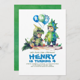 Convite Aniversário do Figurino do Dinossauro para Criança